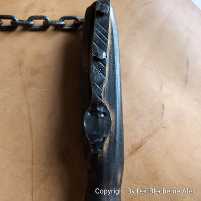 Handgeschmiedeter Morgenstern aus Eisen mit Schlangenkopf