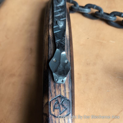 Handgeschmiedeter Morgenstern/ Schlagflegel aus Eisen mit Schlangenkopf