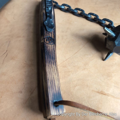 Handgeschmiedeter Morgenstern/ Schlagflegel aus Eisen mit Schlangenkopf