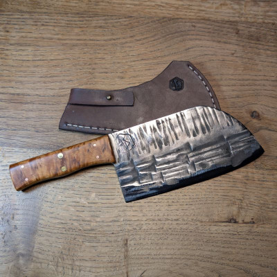 Küchen- Beil oder Grillbeil aus 1.2235 mit marokkanischer Thujaknolle