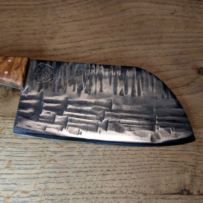 Küchen- Beil oder Grillbeil aus 1.2235 mit marokkanischer Thujaknolle