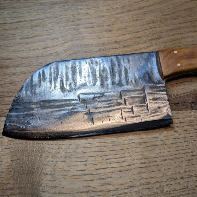 Küchen- Beil oder Grillbeil aus 1.2235 mit marokkanischer Thujaknolle