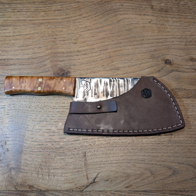 Küchen- Beil oder Grillbeil aus 1.2235 mit marokkanischer Thujaknolle