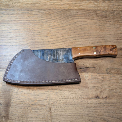 Küchen- Beil oder Grillbeil aus 1.2235 mit marokkanischer Thujaknolle