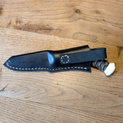 Jagdmesser / Allzweckmesser aus Wolframstahl mit Antilope, Büffelhorn und Mammutelfenbein