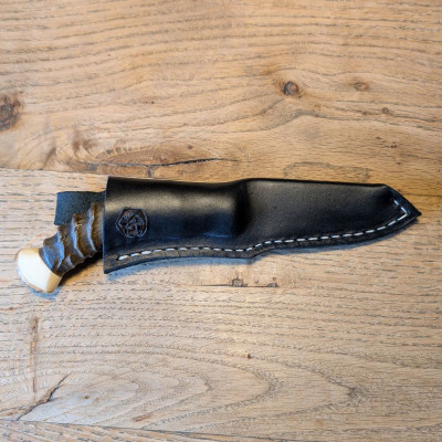 Jagdmesser / Allzweckmesser aus Wolframstahl mit Antilope, Büffelhorn und Mammutelfenbein