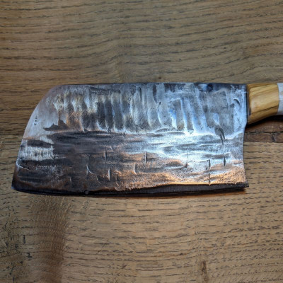 Küchenmesser/ Küchenbeil/ Grillbeil mit Rothirschgeweih