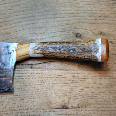 Küchenmesser/ Küchenbeil/ Grillbeil mit Rothirschgeweih