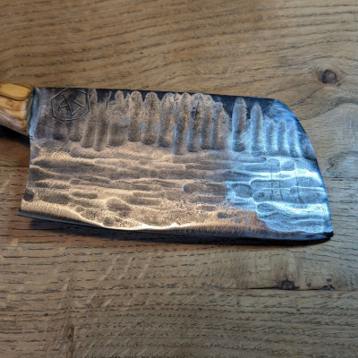 Küchenmesser/ Küchenbeil/ Grillbeil mit Rothirschgeweih