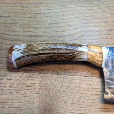 Küchenmesser/ Küchenbeil/ Grillbeil mit Rothirschgeweih