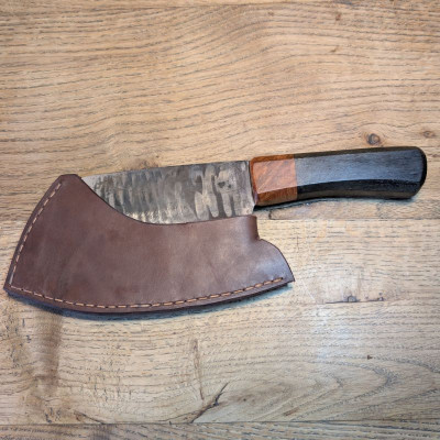 Küchenmesser/ Küchenbeil/ Grillbeil mit stabilisierter Flusseiche