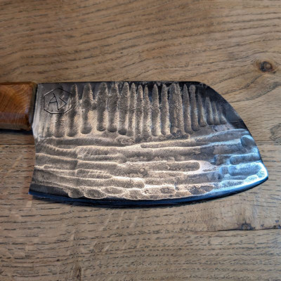 Küchenmesser/ Küchenbeil/ Grillbeil mit stabilisierter Flusseiche