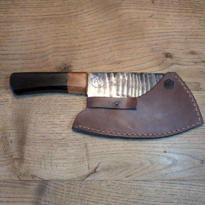Küchenmesser/ Küchenbeil/ Grillbeil mit stabilisierter Flusseiche
