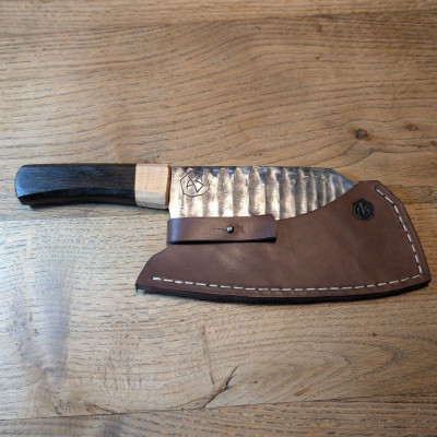 Küchenmesser/ Küchenbeil/ Grillbeil mit stabilisierter Flusseiche