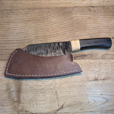 Küchenmesser/ Küchenbeil/ Grillbeil mit stabilisierter Flusseiche