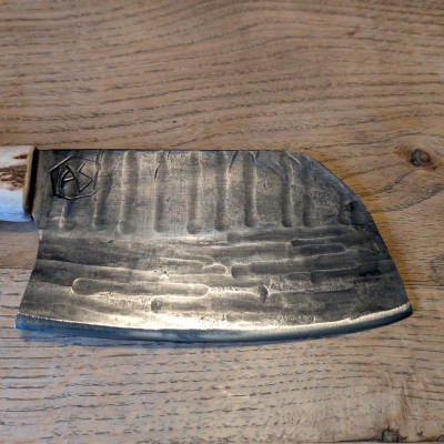 Küchenmesser/ Küchenbeil/ Grillbeil mit stabilisierter Flusseiche