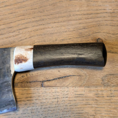 Küchenmesser/ Küchenbeil/ Grillbeil mit stabilisierter Flusseiche