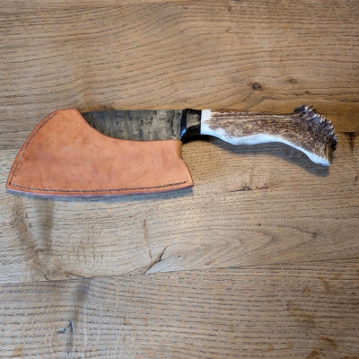 Küchenmesser/ Küchenbeil/ Grillbeil mit Rothirschgeweih