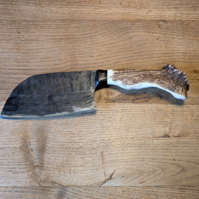 Küchenmesser/ Küchenbeil/ Grillbeil mit Rothirschgeweih