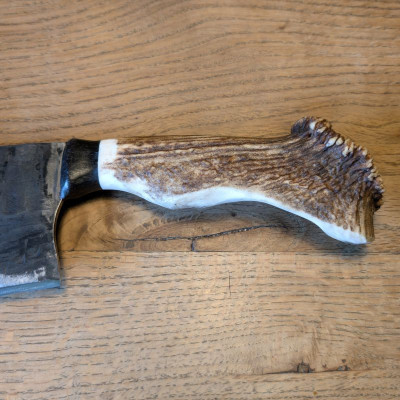 Küchenmesser/ Küchenbeil/ Grillbeil mit Rothirschgeweih