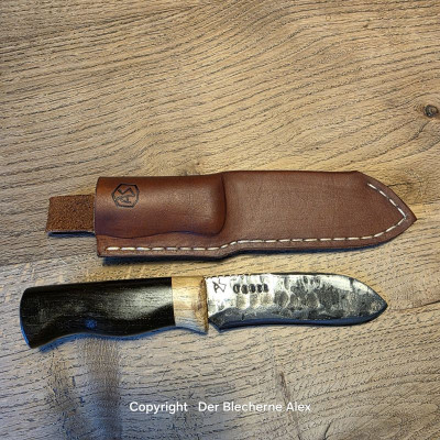 Outdoormesser/ Allzweckmesser mit Klinge aus der Kampfwagenkanone 43 Königstiger mit Mooreiche & Robinie