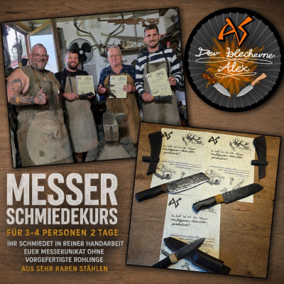 2-Tages-Messerschmiedekurs für 3-4 Teilnehmer (Outdoor/Küchenmesser) in Kleinstgruppen