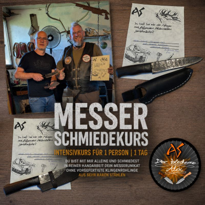 Intensiver 1-Tages-Messerschmiedekurs für nur 1 Teilnehmer (Outdoor/Küchenmesser) mit maximaler Betreuung