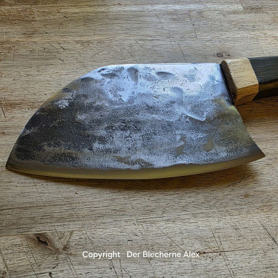 Küchenmesser/ Küchenbeil/ Grillbeil mit stabilisierter Flusseiche