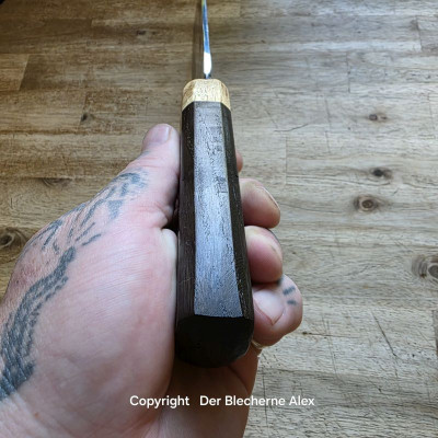 Küchenmesser/ Küchenbeil/ Grillbeil mit stabilisierter Flusseiche