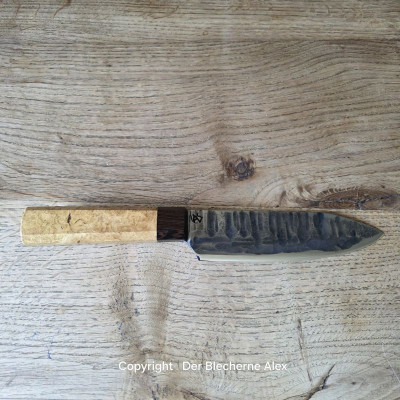 Küchenmesser handgeschmiedet aus C100 Stahl mit Maser Robinie