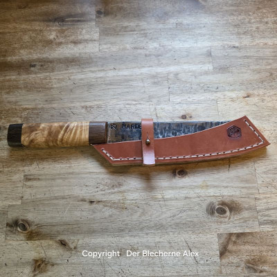 Küchenmesser/Grillmesser aus dem Rohr MK20 des Marders mit Maserbirke
