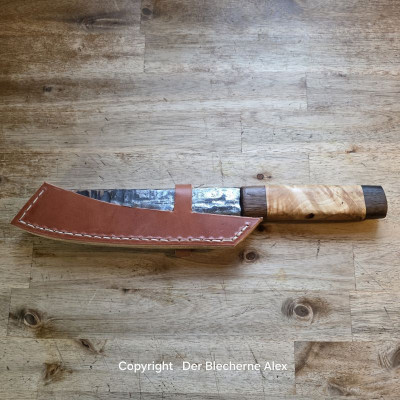 Küchenmesser/Grillmesser aus dem Rohr MK20 des Marders mit Maserbirke