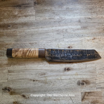 Küchenmesser/Grillmesser aus dem Rohr MK20 des Marders mit Maserbirke