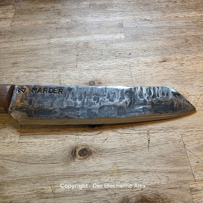 Küchenmesser/Grillmesser aus dem Rohr MK20 des Marders mit Maserbirke