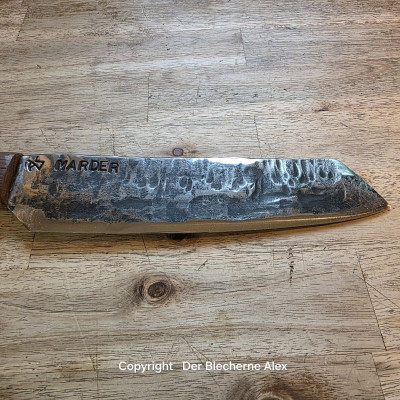 Küchenmesser/Grillmesser aus dem Rohr MK20 des Marders mit Maserbirke