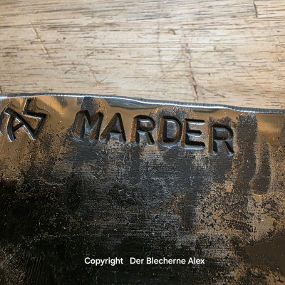 Küchenmesser/Grillmesser aus dem Rohr MK20 des Marders mit Maserbirke