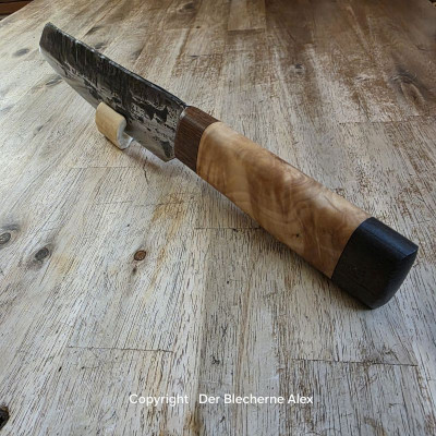 Küchenmesser/Grillmesser aus dem Rohr MK20 des Marders mit Maserbirke